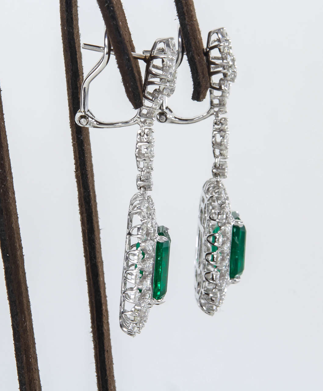 Emerald Diamond Gold Drop Earrings 1